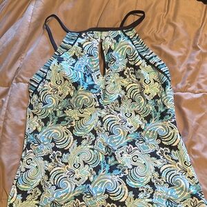 Elegant Blue Paisley women's tankini.